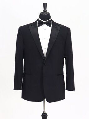 Corneliani 46R Black Blazer Sport Coat Tuxedo Jacket 2-Button Solid Y953